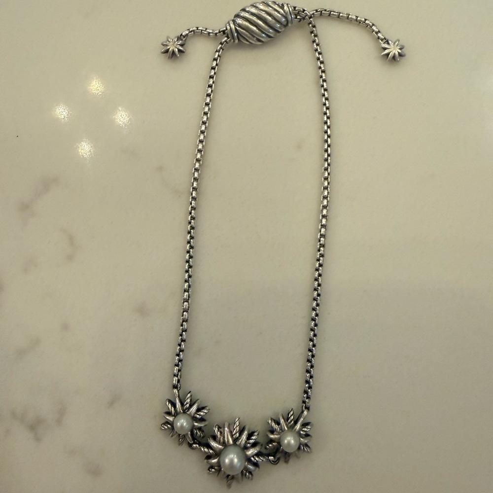 David Yurman starburst station bracelet with pearls